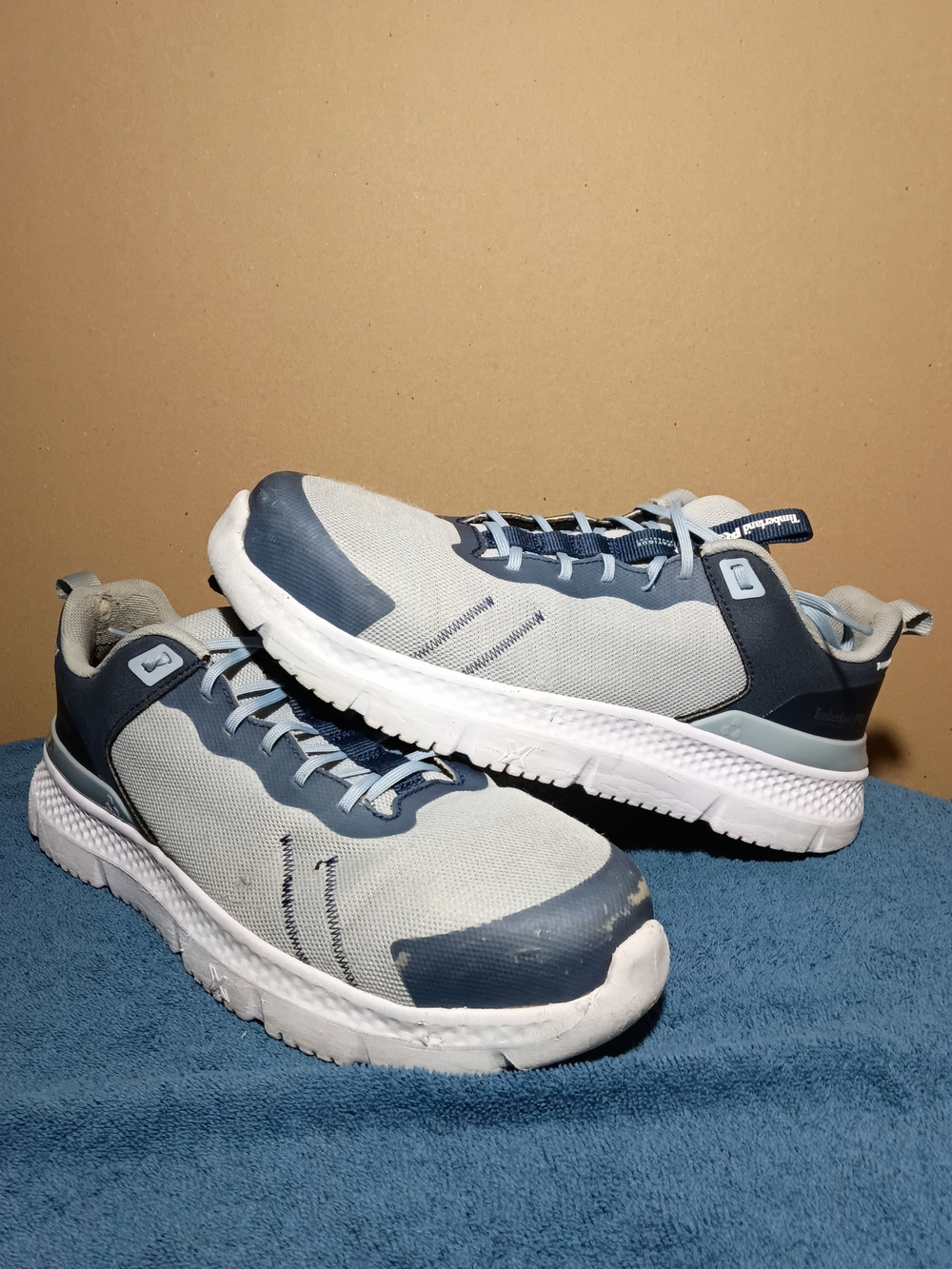Timberland PRO Gray and Blue Athletic Steel Toe Work Shoes